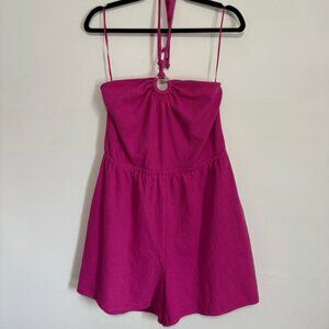Old Navy Halter Tie-Neck Pink Romper - Size Large
